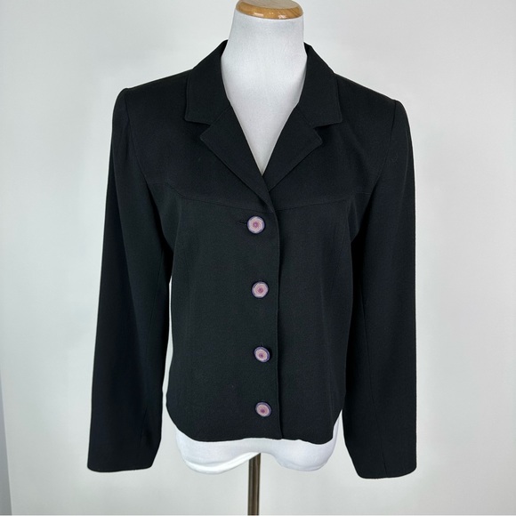 Double D Ranch Western Wear Purple Swirl Button Black Blazer Size Medium - Picture 1 of 9